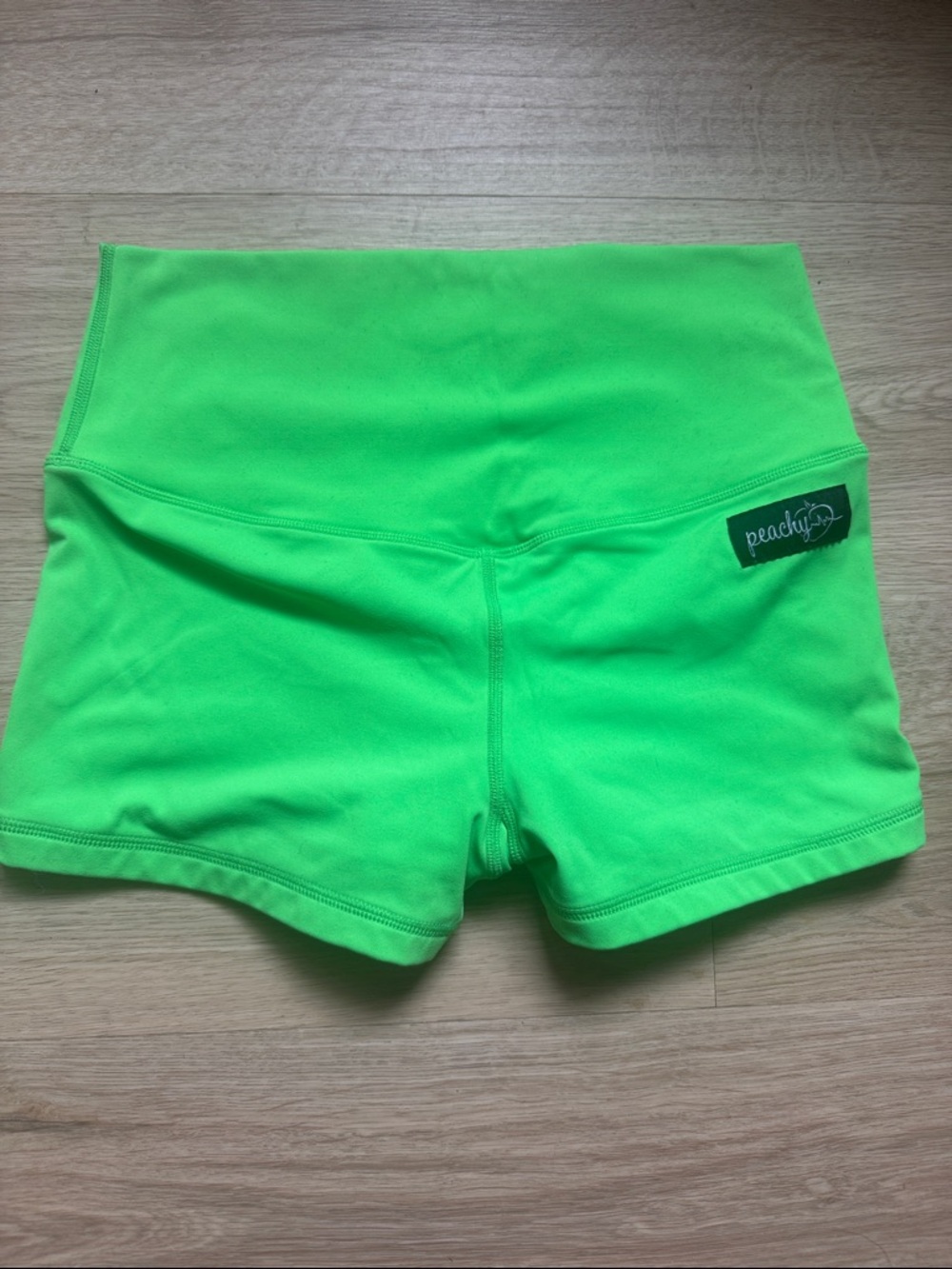 Peachy Neon Green High-Waist Bike Shorts